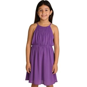 GB Girls Purple Dress Smocked Halter Size S‎ Sleeveless Party Casual Dress New